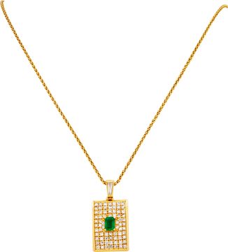 Emerald and Diamond pendent necklace with 18k yellow gold