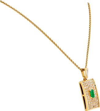 Emerald and Diamond pendent necklace with 18k yellow gold