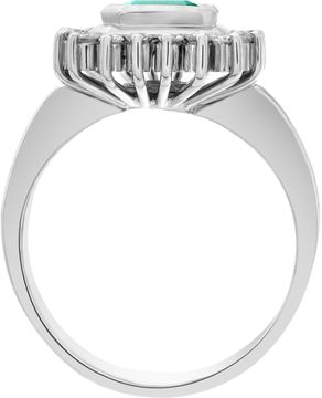 Emerald and diamond ring. 18k white gold