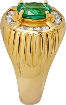Emerald And Diamond Ring In 18k Yellow Gold