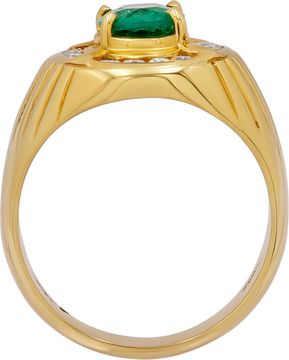 Emerald And Diamond Ring In 18k Yellow Gold