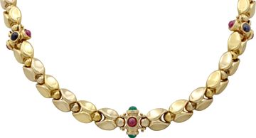 Emerald, Ruby, and Sapphire necklace in 18k yellow gold Emerald, Ruby, and Sapphire necklace in 18k yellow gold Necklace Collection