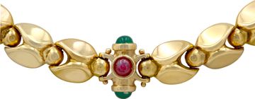 Emerald, Ruby, and Sapphire necklace in 18k yellow gold