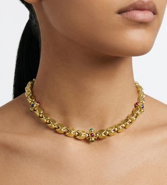 Emerald, Ruby, and Sapphire necklace in 18k yellow gold Necklace Collection