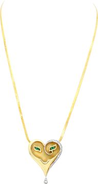 Erte "Mysteries of the Heart" Emerald Eyes Mask necklace