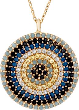 Evil eye diamond necklace in 14k yellow gold.