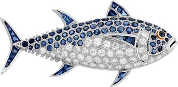 Extraordinary Tuna fish in diamonds & sapphires set in platinum Extraordinary Tuna fish in diamonds & sapphires set in platinum