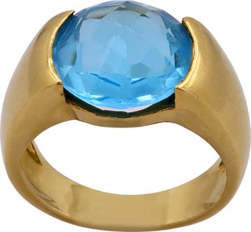 Faceted Blue Topaz Ring in 18k Yellow Gold Faceted Blue Topaz Ring in 18k Yellow Gold Ring Collection