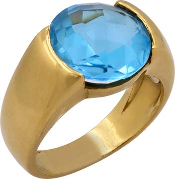 Faceted Blue Topaz Ring in 18k Yellow Gold