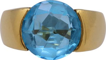 Faceted Blue Topaz Ring in 18k Yellow Gold