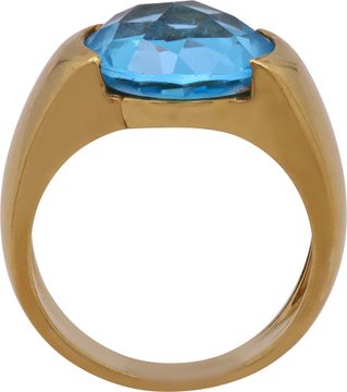 Faceted Blue Topaz Ring in 18k Yellow Gold