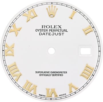 Factory Original Rolex Datejust white dial with gold roman numerals Factory Original Rolex Datejust white dial with gold roman numerals for 36mm models Dial Collection