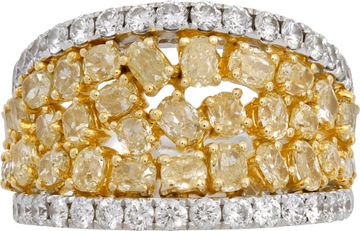 Fancy yellow diamond band crafted in 18k white gold