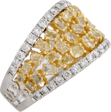 Fancy yellow diamond band crafted in 18k white gold