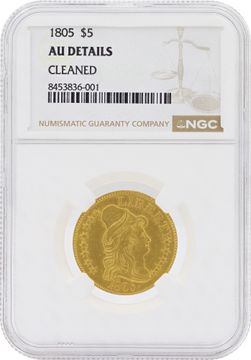 Five Dollar US gold coin 1805 Draped Bust Gold half Eagle NGC graded and sealed Jewelry Collection