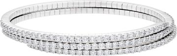 Flexible diamond coil bangle in 18k white gold. 7.32 carats in round diamonds.