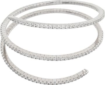 Flexible diamond coil bangle in 18k white gold. 7.32 carats in round diamonds.