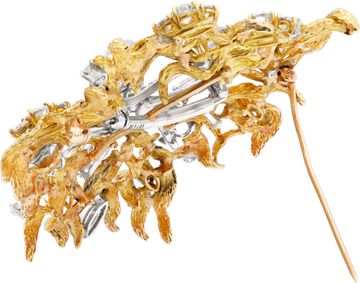 Floral Brooch with baguette, marquise, round, pear, and trillion diamonds