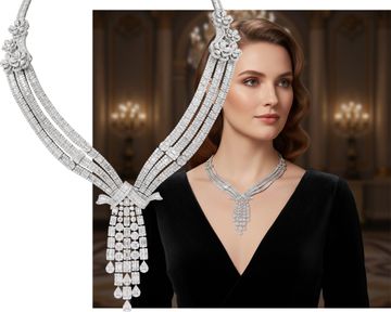 Floral Design diamond necklace in 18k white gold with diamonds Necklace Collection