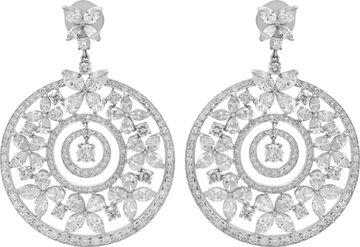 Floral Diamond Earrings in 18k White Gold