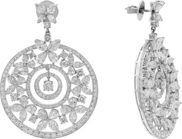 Floral Diamond Earrings in 18k White Gold