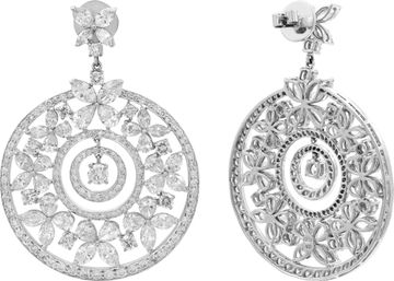 Floral Diamond Earrings in 18k White Gold