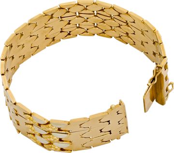 Floral wide 18k yellow and white gold bracelet