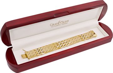 Floral wide 18k yellow and white gold bracelet