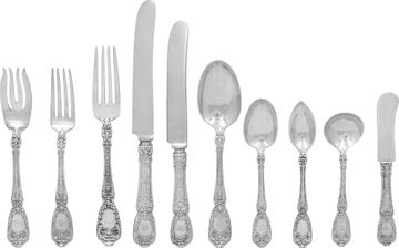 FLORENTINE by Gorham, sterling silver figural flatware set- Patented in1901-LUNCH & DINNER SET for 12. 126 pieces total. Sterling Silver Collection