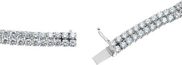 Four strand draping diamond necklace and dangling earring set in 18k white gold.