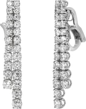 Four strand draping diamond necklace and dangling earring set in 18k white gold.