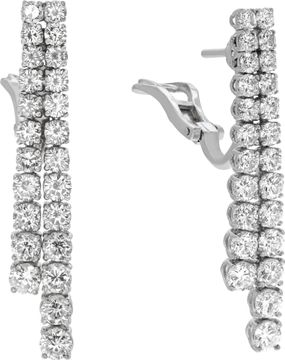 Four strand draping diamond necklace and dangling earring set in 18k white gold.