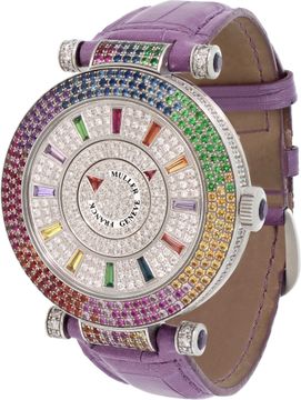 Franck Muller Double Mystery in 18k white gold sapphire bezel and dial