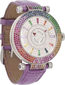 Franck Muller Double Mystery in 18k white gold sapphire bezel and dial