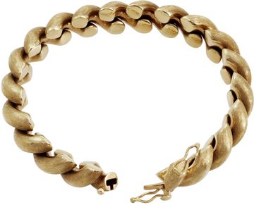 Fun and Shiny Macaroni Curved Link Bracelet in 14k yellow gold