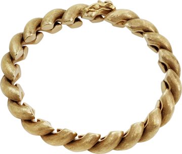 Fun and Shiny Macaroni Curved Link Bracelet in 14k yellow gold