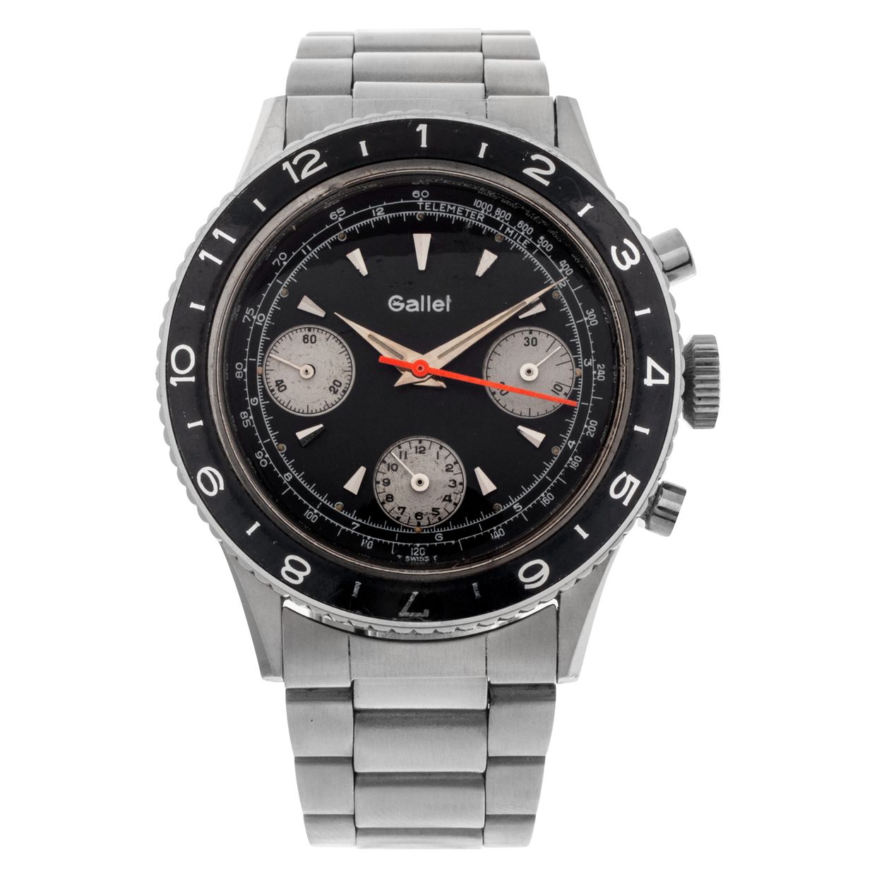 Preowned Gallet Chronograph Stainless Steel Black