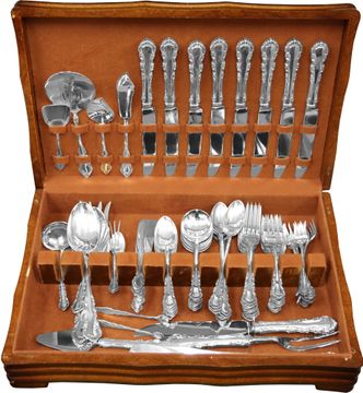 GEORGIAN ROSE sterling silver flatware set patented in 1941 by REED & BARTON