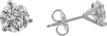 GIA certfified round brilliant cut diamond studs total 2.69 tcw set in 18k white