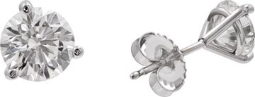 GIA certfified round brilliant cut diamond studs total 2.69 tcw set in 18k white