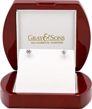 GIA certfified round brilliant cut diamond studs total 2.69 tcw set in 18k white