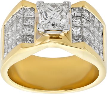 GIA certified 1.5 carat princess cut diamond (K color, VS2 clarity) ring GIA certified 1.5 carat princess cut diamond (K color, VS2 clarity) ring with 40 invisible set princess cut diamonds approx. 2 carats
