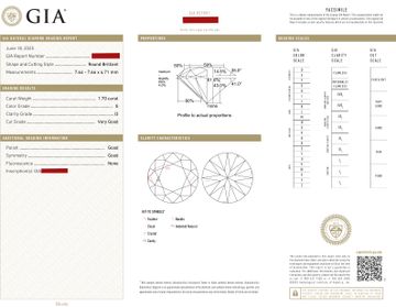GIA certified 1.70 carat Round Brilliant Cut diamond necklace