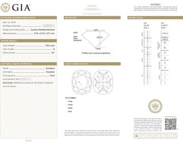 GIA Certified 3.02 carat cushion cut diamond ring in 18k white gold.