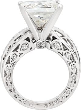 GIA certified 6.59 carat rectangular modified brilliant diamond ring + matching band