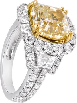 GIA certified cushion diamond 5.08 carat Fancy Light Yellow grade, VVS 2 clarity