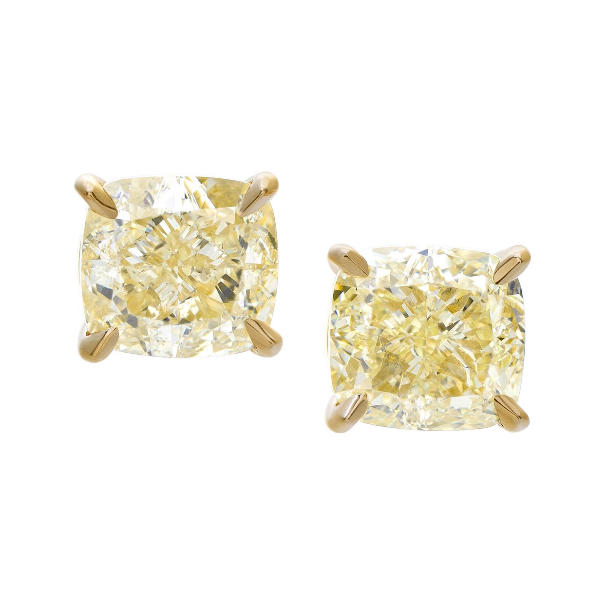 GIA certified cushion modified brilliant diamonds studs, each