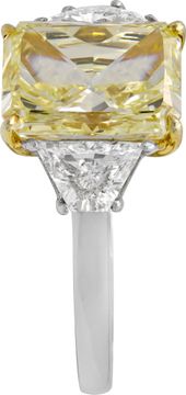 GIA certified cut-cornered rectangular brilliant 4.88 carat Fancy Yellow Natural Even