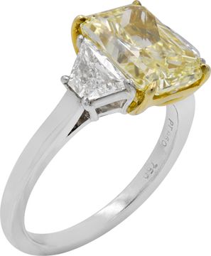 GIA certified cut-cornered rectangular brilliant 4.88 carat Fancy Yellow Natural Even