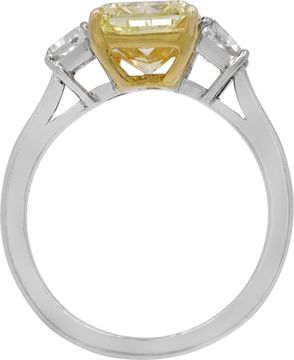 GIA certified cut-cornered rectangular brilliant 4.88 carat Fancy Yellow Natural Even